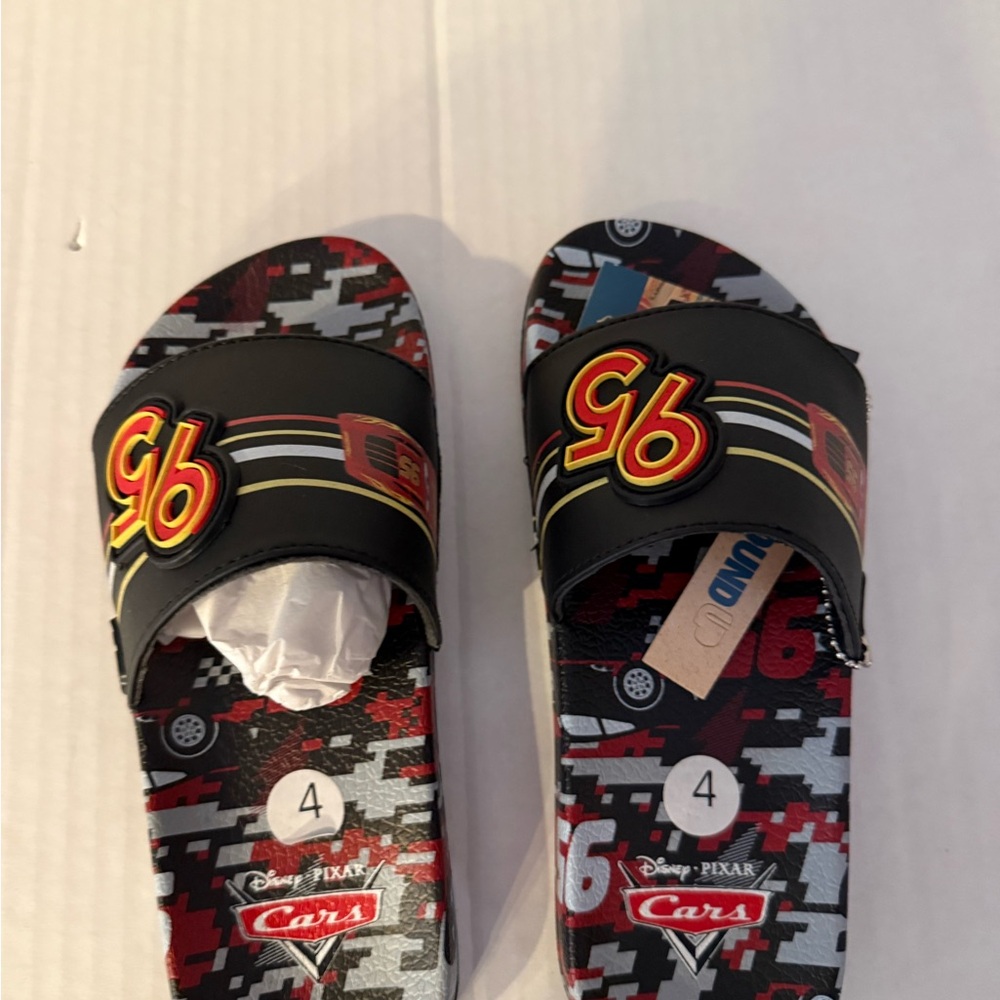 Disney Pixar Cars Kids Slide Sandals - Black and Red
